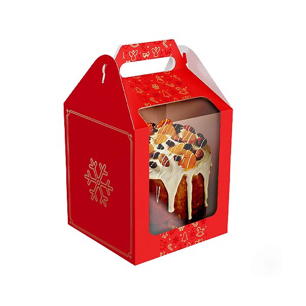 CAIXA PANETONE MALETA COM VISOR 500GR NATAL CLÁSSICO (C/5)