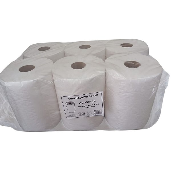 PAPEL TOALHA ROLÃO 20CM X 200MT (C/6) 100% CELULOSE OLIVAPEL