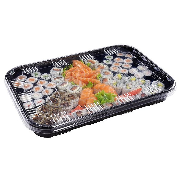 Embalagem NP 801S - Bandeja Retangular Grande Sushi - As melhores embalagens  e produtos para delivery! Plasul Embalagens
