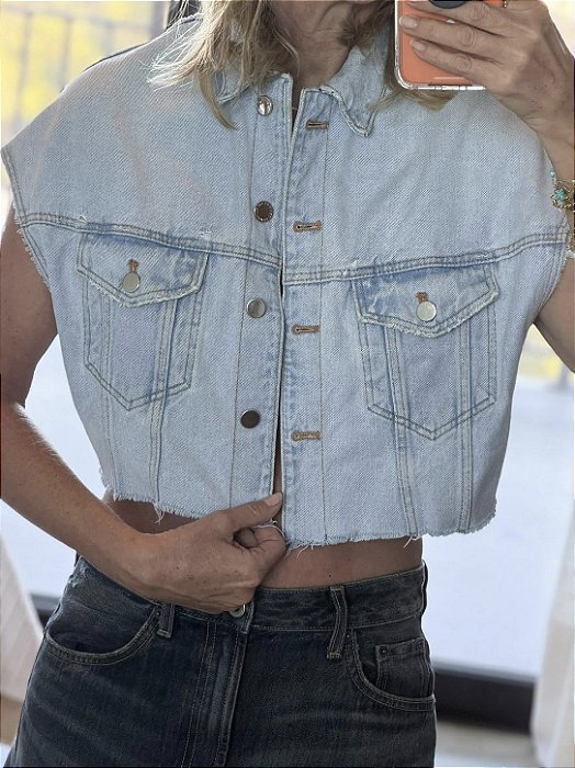 BAZAR - Colete Jeans Cropped Zara