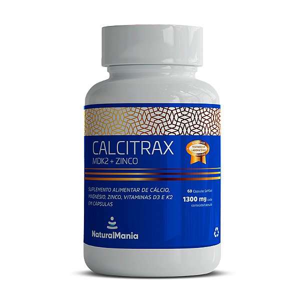 Suplemento alimentar de cálcio, magnésio, zinco, vitamina D e K em cápsulas