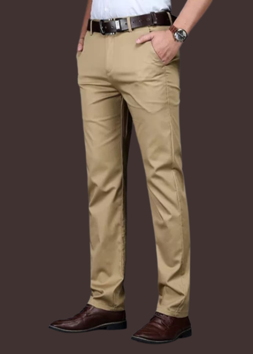 Calça social Bege masculina semi slim tecido Panamá - Ozana ternos