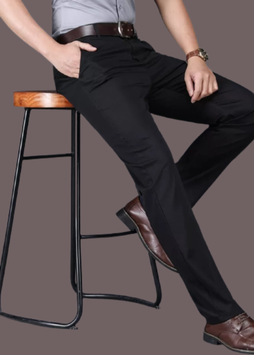 Calça social preta masculina semi slim tecido Poliviscose - Ozana ternos