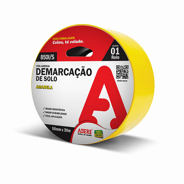 FITA DEMARCAÇÃO PARA PISO AMARELA 50mm 30m ADERE
