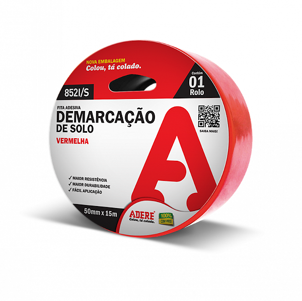FITA DEMARCAÇÃO PARA PISO VERMELHA 100mm 30MT ADERE
