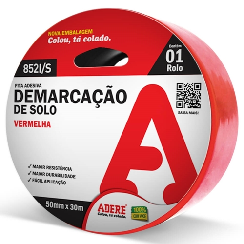 FITA DEMARCAÇAO PARA PISO VERMELHO 50mm 30m ADERE
