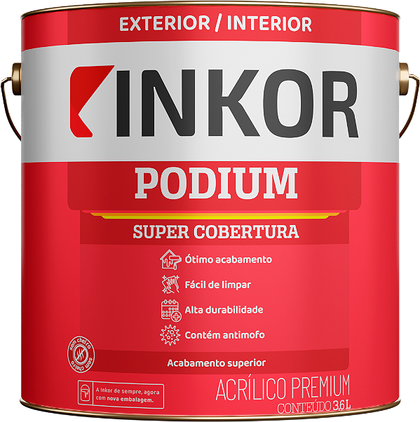 TINTA ACRILICA PODIUM PREMIUM FOSCO 3,6 L BRANCO INKOR