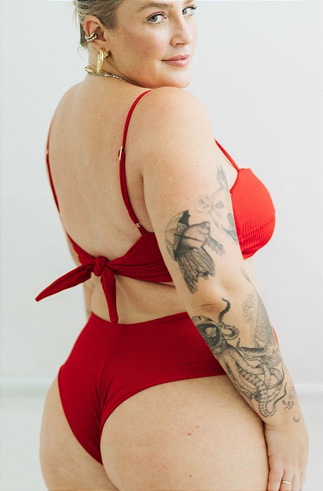 CALCINHA CONFORT BICOLOR VERMELHO PLUS SIZE