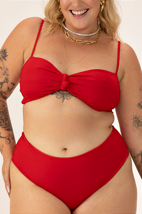 CONJUNTO BIQUÍNI BICOLOR VERMELHO PLUS SIZE