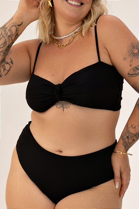 CALCINHA CONFORT BICOLOR BLACK PLUS SIZE
