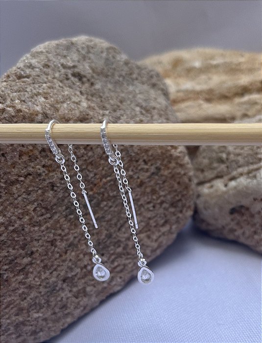 Brinco de Prata Corrente Gota