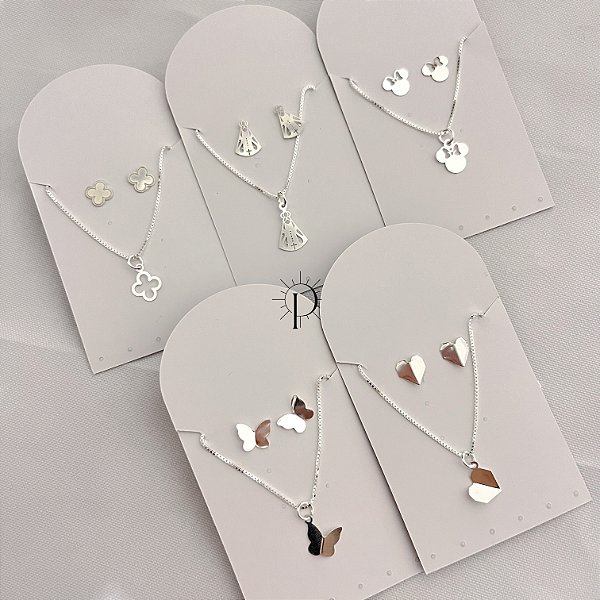 1 Conjunto Colar e Brincos Prata 925