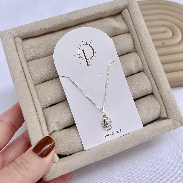 Colar de Prata Medalha Milagrosa Nossa Senhora das Graças Prata 925