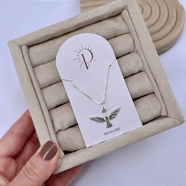 Colar de Prata Divino Espírito Santo Preenchido Prata 925