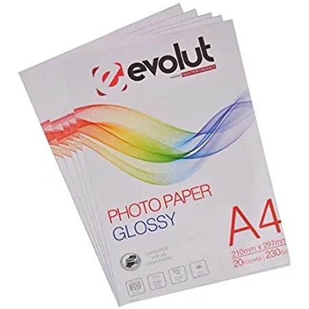 PAPEL FOTOGRÁFICO BRILHANTE GLOSSY 230G. - A4 PCT 20 FOLHAS