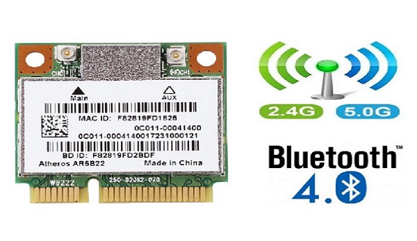 Placa de Rede WiFi Atheros AR5B22 Dual Band (2.4/5 Ghz) com Bluetooth para Notebooks