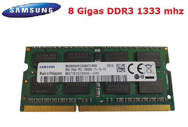 Memória Samsung 8 Gigas DDR3 1333 mhz para Notebooks e Macbooks