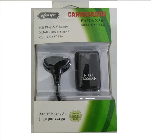 Bateria com Cabo Carregador para Controles de Xbox 360