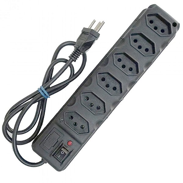 Filtro de Linha Bivolt com 6 Tomadas (Com Fusível Protetor)