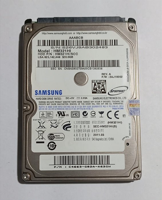 HD Samsung 320 Gigas Sata 2.5'' para Notebooks