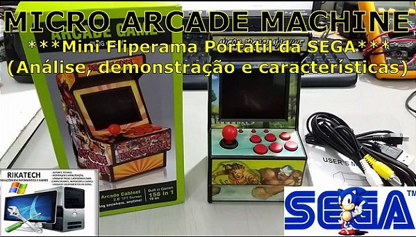 Mini Fliperama Portátil com 156 Jogos Clássicos da Sega (16 Bits)