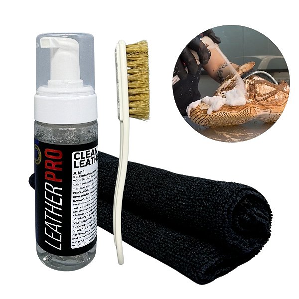 ESCOVA + PUMP CLEANER 150ML + MICROFIBRA - LEATHER PRO SNEAKER