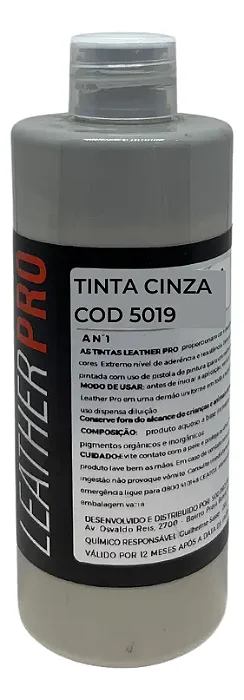 TINTA COD 5019 PARA COURO CINZA MEDIO 250ML - LEATHER PRO