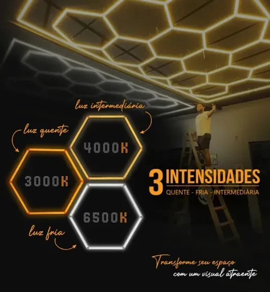 Iluminação Colmeia 14 Célula 3 Cores Bivolt 4,84mx2,84m Kers 127/220v 3 Cores