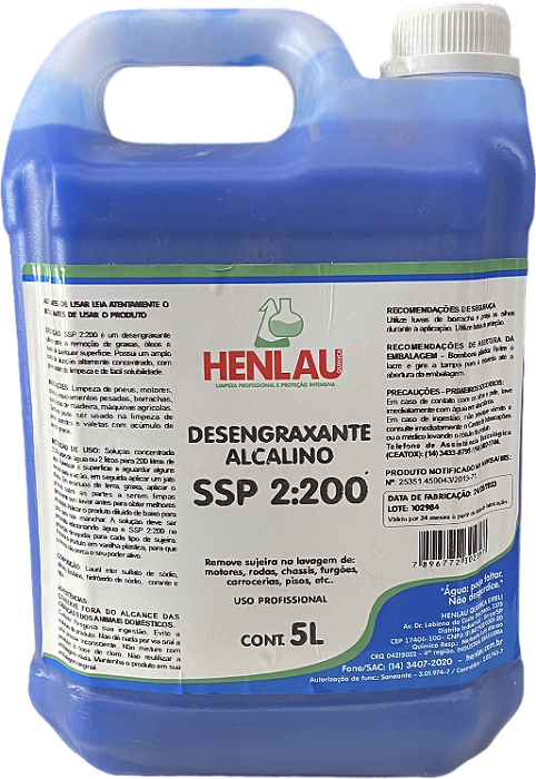 DESENGRAXANTE ALCALINO SSP 2:200 5L - HENLAU