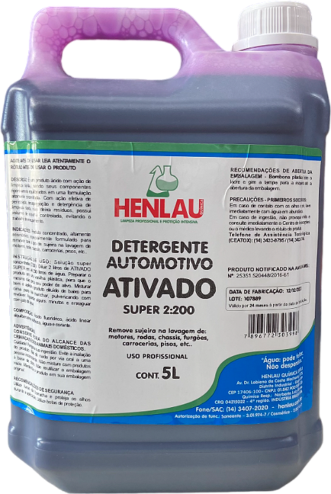 DETERGENTE AUTOMOTIVO ATIVADO SUPER 2:200 5L - HENLAU