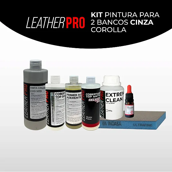 Kit Pintura 2 Bancos De Couro Cinza Corolla - Leather Pro