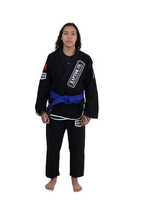 Kimono Jiu Jitsu Feminino 100% Algodão Trançado Preto | Raptor Born PRO