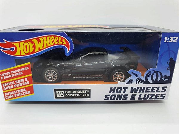 Miniatura Chevrolet Corvette C6-R Preto - Hot Wheels - Escala 1/32 C/ Luz e Som