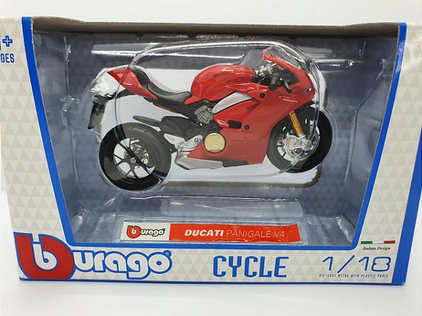 Miniatura Ducati Panigale V4 Vermelha - Escala 1/18 - Bburago Cycle