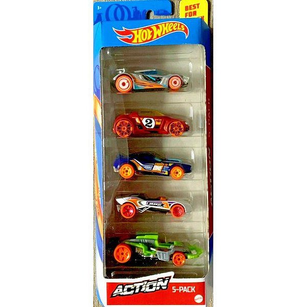 Pack com 5 Miniaturas Hot Wheels - Action