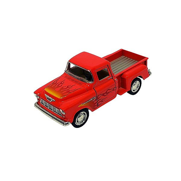 Miniatura Chevy 3100 Stepside Pick-Up 1955 Laranja Flame Escala 1/32 Kinsmart
