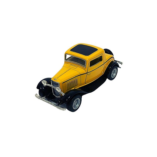 Miniatura Ford 3-Window Coupe 1932 Amarelo Escala 1/34 Kinsmart