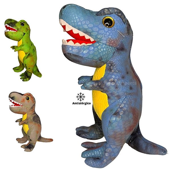 Dinossauro Tiranossauro Rex De Pelúcia Macio Antialérgico - Azul