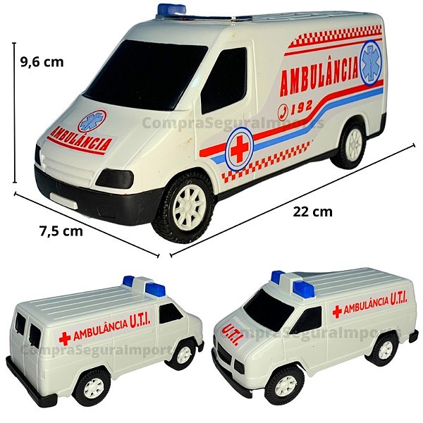 Carrinho De Brinquedo Bombeiro Resgate Polícia Ambulância 22cm
