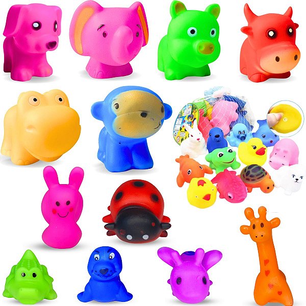 Kit Brinquedo De Vinil Hora Do Banho Animais Fazenda P/ Bebê - Animais Variados