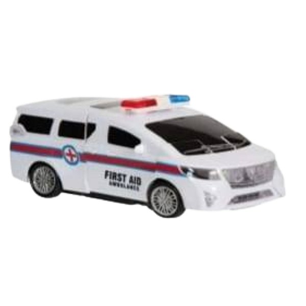 Brinquedo Infantil Carro Ambulancia Vira Robo Transformers C/ Luz E Som