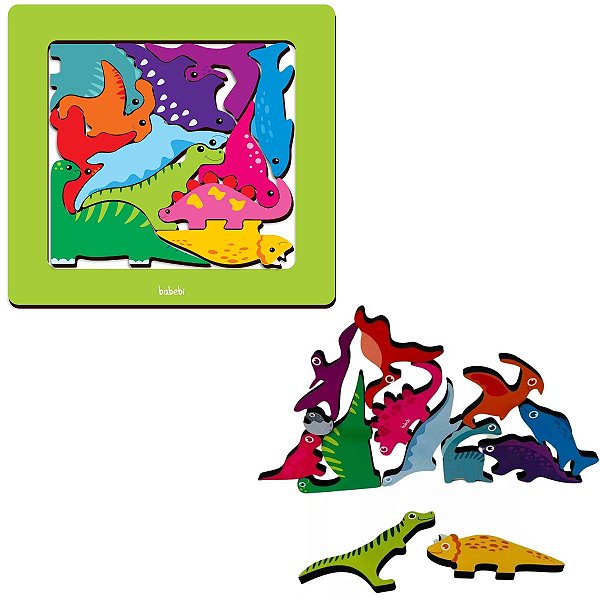 MONTE E EMPILHE DINOSSAUROS - 3 ANOS+ - BABEBI