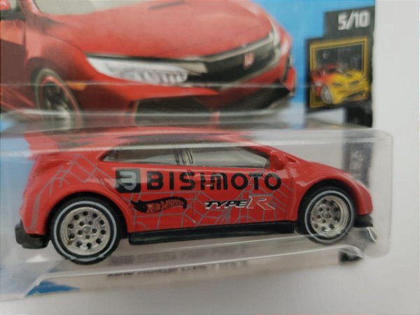 1:64 2018 HONDA CIVIC TYPE R - COM RODAS DE BORRACHA CUSTOMIZADAS