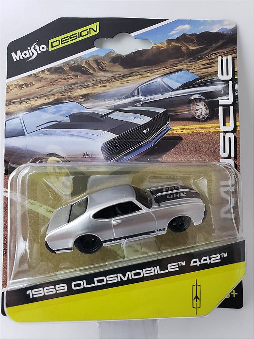 Miniatura Maisto Design - Oldsmobile 442 1969 - Escala 1/64 Aprox 8cm