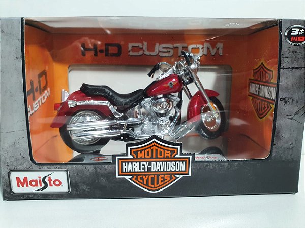 Miniatura Moto Harley Davidson 2004 FLSTFI Fat Boy - Escala 1/18 - Maisto