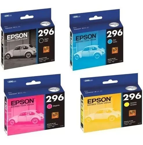 KIT DE CARTUCHO C/ 4 EPSON 296 BK/ 296 MAGENTA/ 296 YELLOW/ 296 CIANO