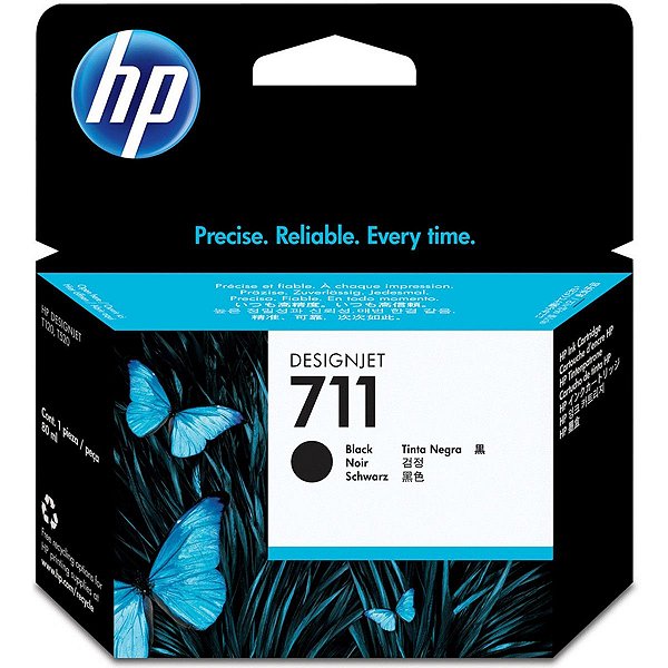 CARTUCHO DE TINTA HP 711 CZ133AB PRETO | PLOTTER T120 T520 T130 | ORIGINAL 80ML