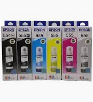 Kit 6 Refis de Tinta Epson T555 T554 IL8160 L8180 6 cores originais