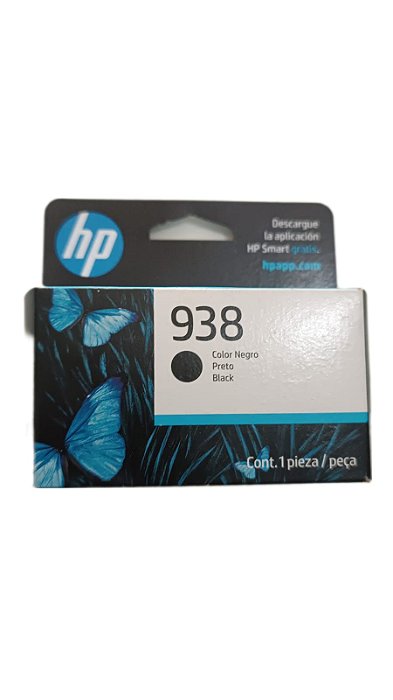 Cartucho de Tinta HP 938 Preto, Original (4S6X8PL) Para HP OfficeJet Pro, 9110, 9120, 9130, 9720, 9730, HP