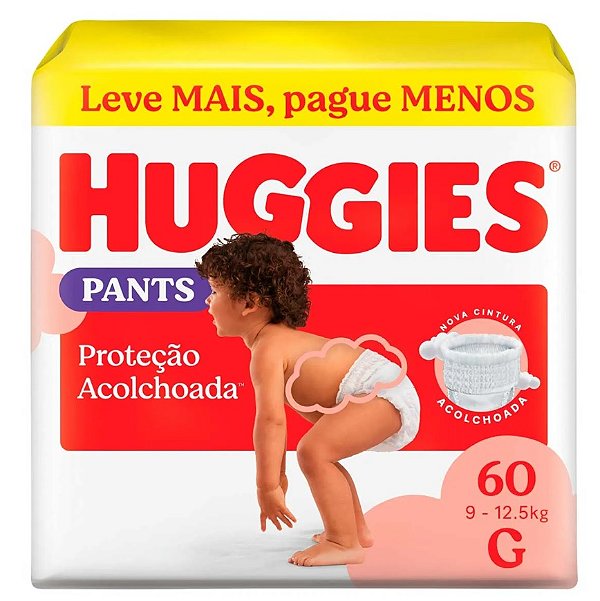 Fralda Huggies Pants Proteção Acolchoada tamanho G com 60 unidades